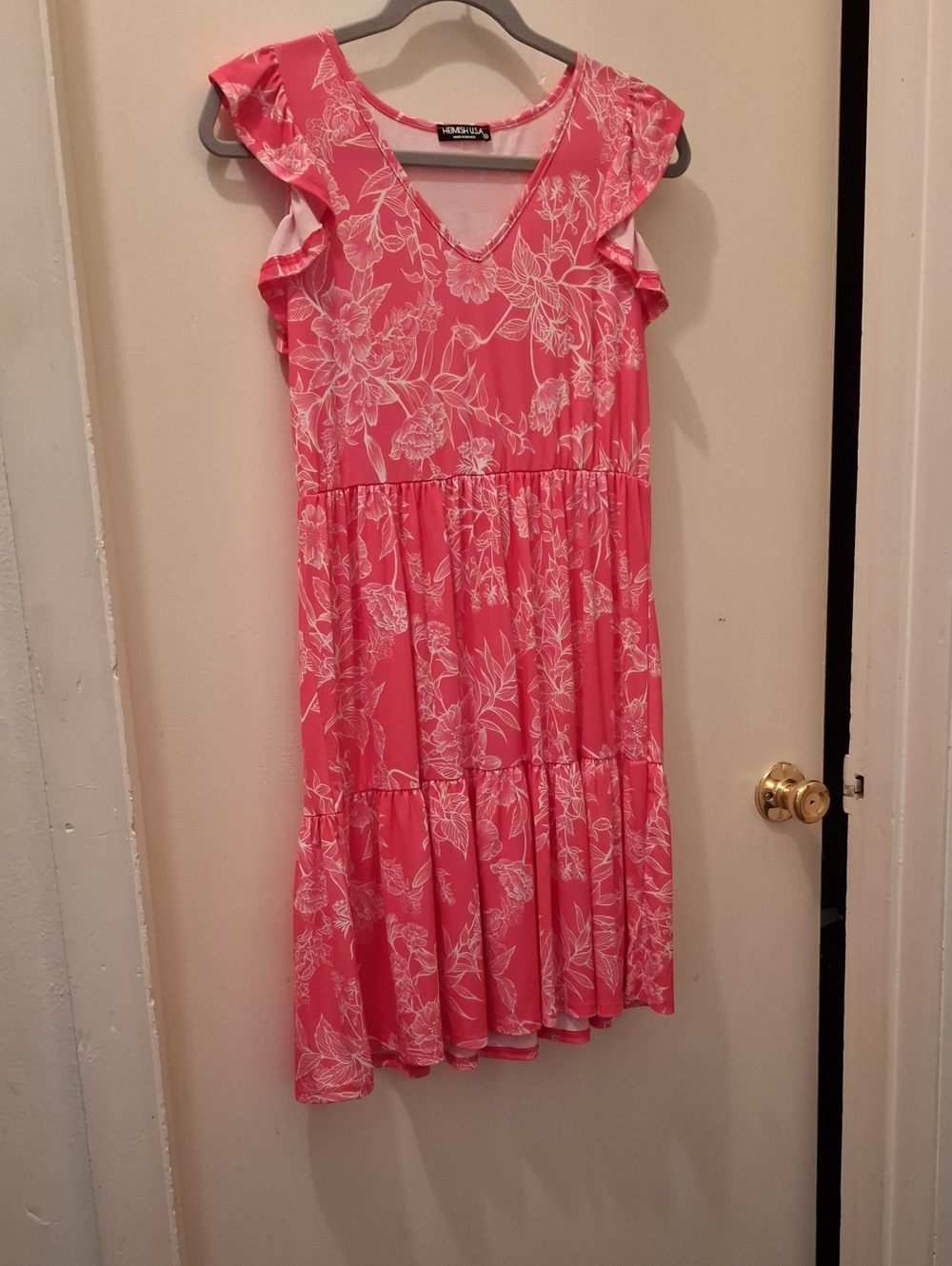 LuLaRoe Coral Pink Floral Tiered Kids Dress